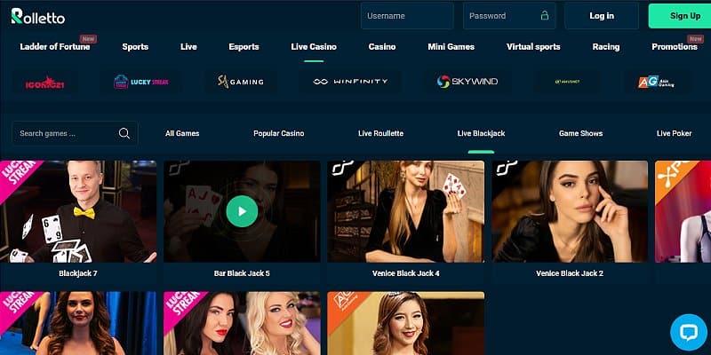 Rolletto Casino UK - Blackjack