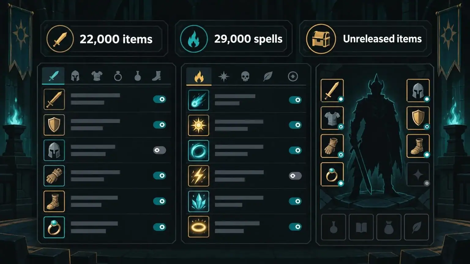wow-forever.gg item database with item counts and spoiler settings